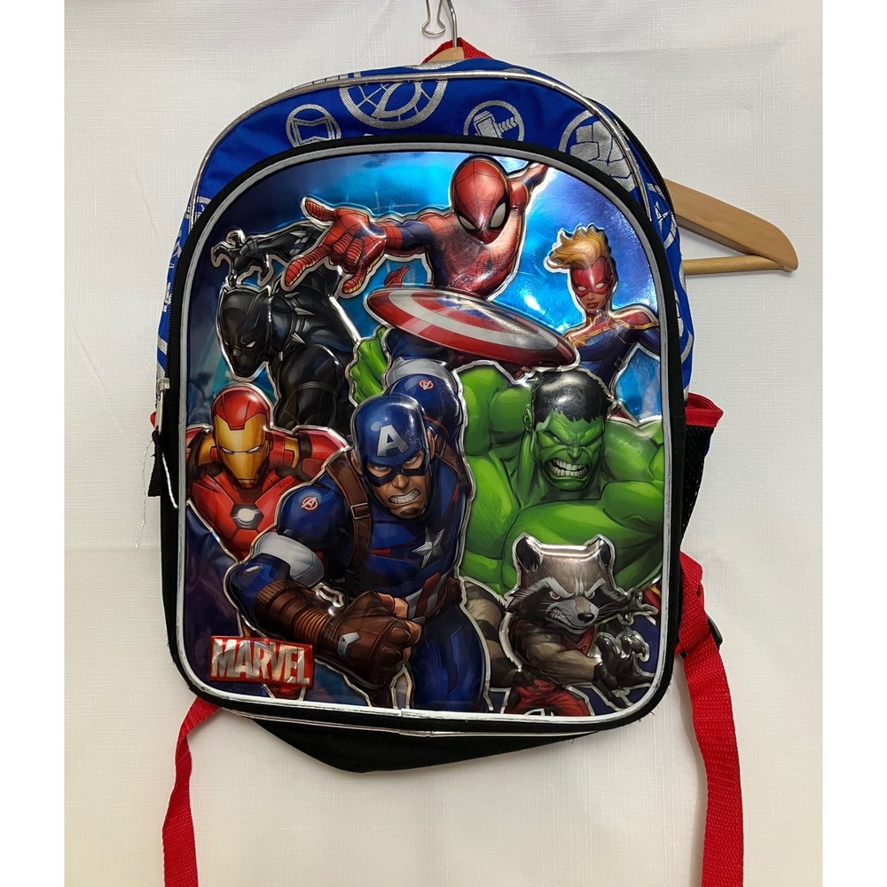 Marvel Avengers Backpack Boys OS Blue Excellent 3D Molded Superheroes School Bag - Picture 7 of 9